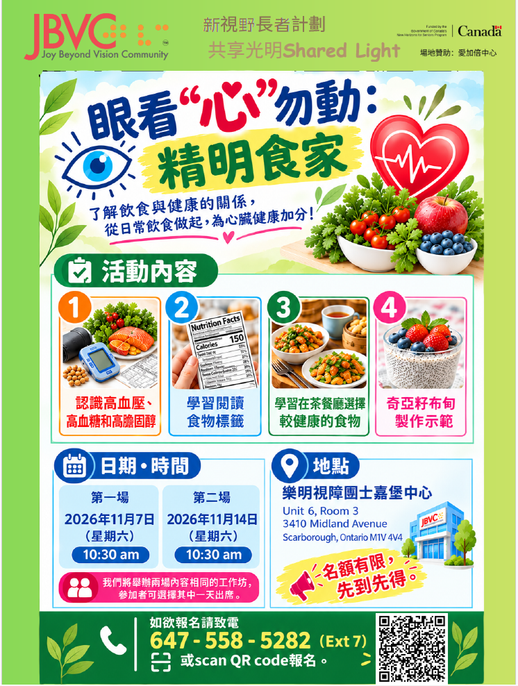 飲食健康工作坊 – 11/7, 11/14